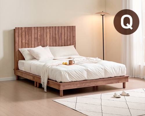 [100% 원목제작] 1600 다리형 퀸 침대 ATC-1012