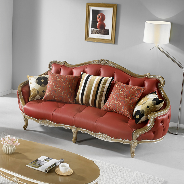 [직영생산 주문제작] 면피가죽 단추2단 3인용 쇼파 SFC-7704